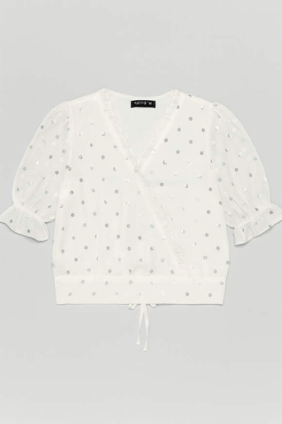 White Chiffon Polka Dots Blouse