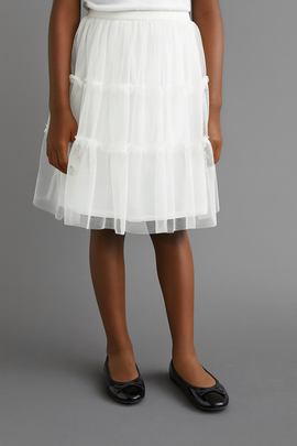 White Tulle Mesh Skirts