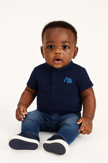 Navy Henley Polo REDTAG