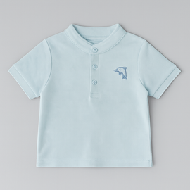 Sky Blue Henley Polo - 0