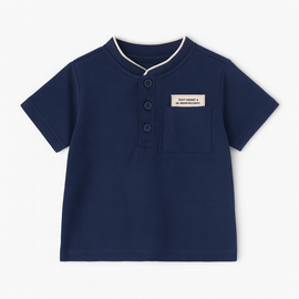 Navy Mandarin Pique Polo - 0