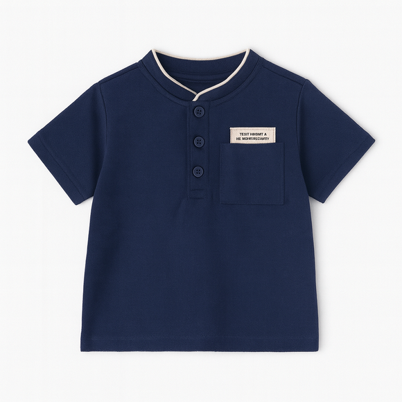 Navy Mandarin Pique Polo