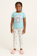Blue Heart Flamingo Print S S Pajama Sets Assorted-1