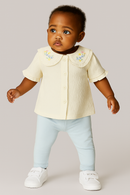 Ivory Woven Blouse With Embroidered Collar Ivory-1