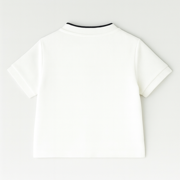 White Mandarin Pique Polo