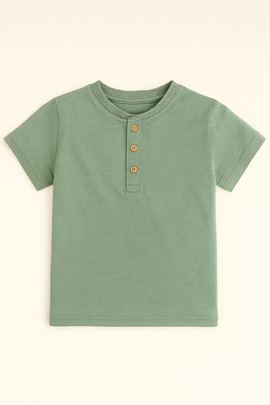 Mint Green Short Sleeve Henley Mint - 0
