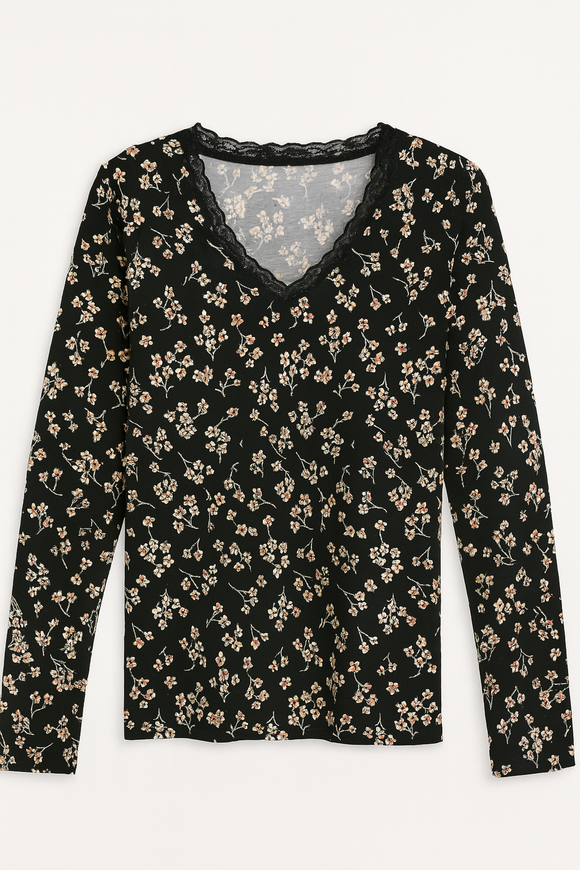 Black White Floral Printed Table Pyjama Set Assorted