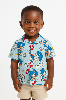 Pale Blue Sonic Aop Resort Shirt