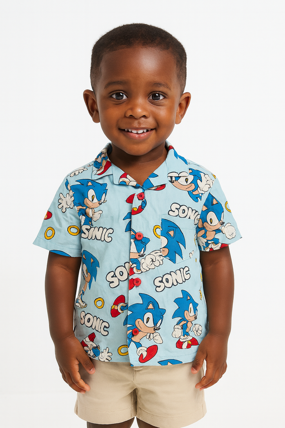 Pale Blue Sonic Aop Resort Shirt