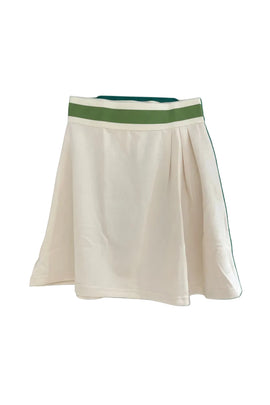 Cream Skater Skirts With Box Pleat  White