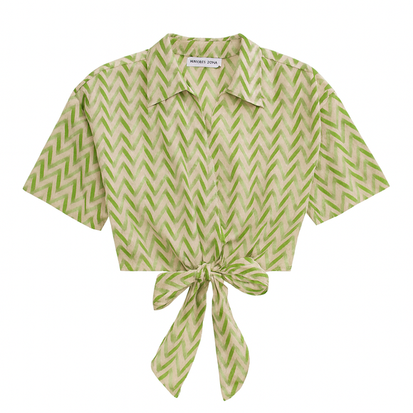 Front Tie Printed Blouse