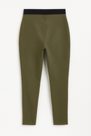 Olive Criss Cross Elastic Waistband Legging-3