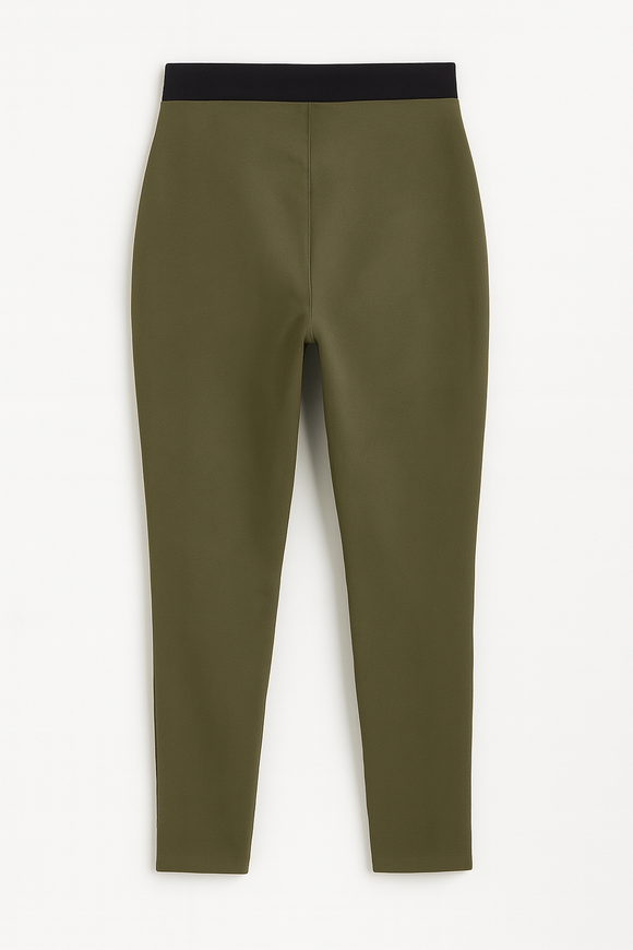 Olive Criss Cross Elastic Waistband Legging