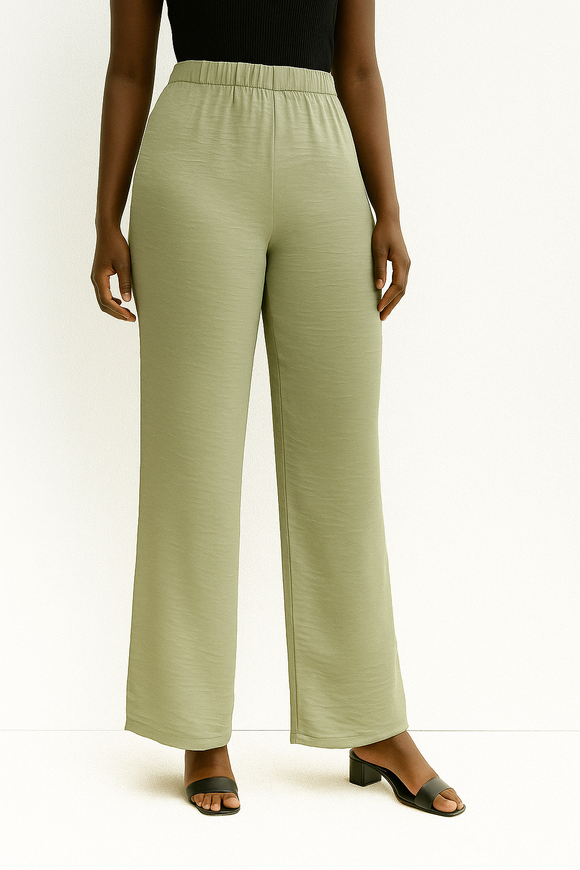Mustered Wide Leg Elasticated Trousers