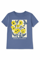Navy Floral Printed T Shirt-2
