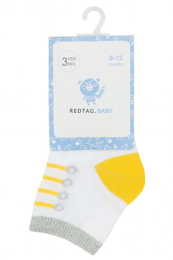 Red And White Striped 3 Pack Socks Assorted