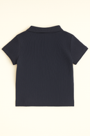 Navy Zip Placket Polo Shirt Navy-3