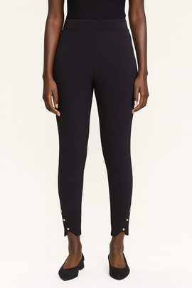 Black Ponte Multi Button Legging