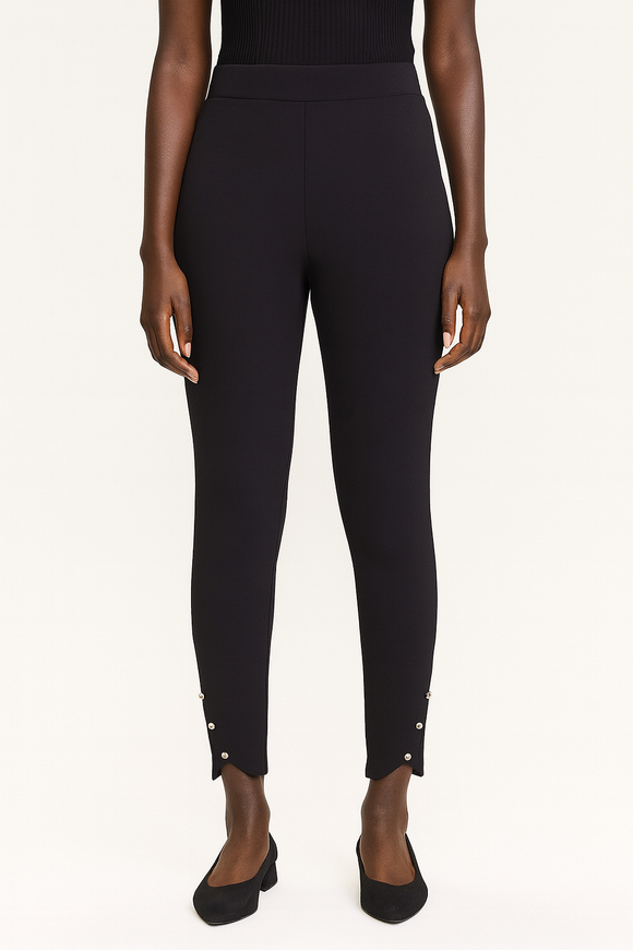 Black Ponte Multi Button Legging