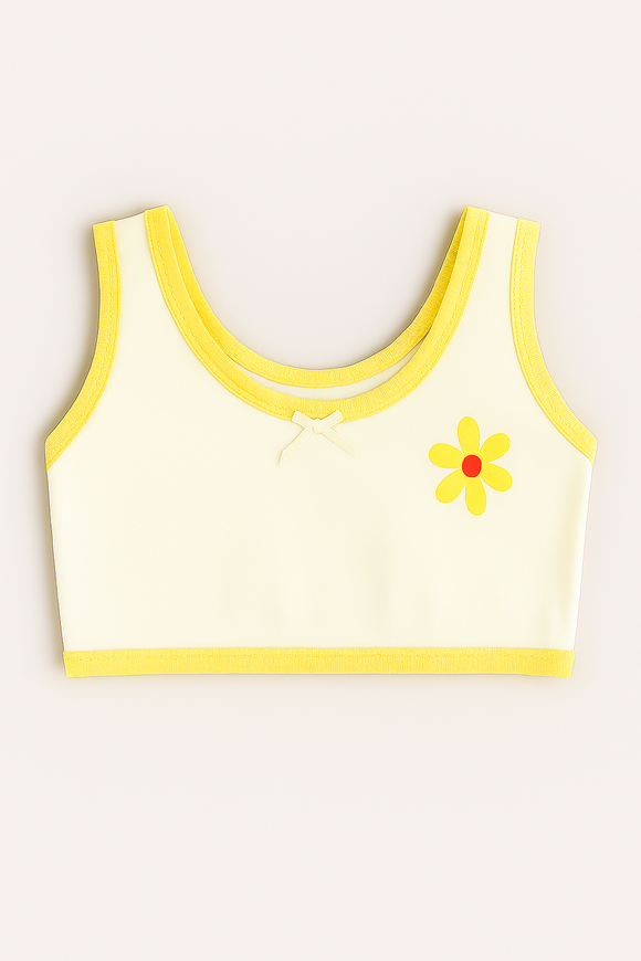 White Yellow Aop 2Pcs Pack Bra Assorted