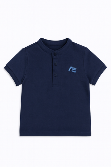 Navy Henley Polo REDTAG
