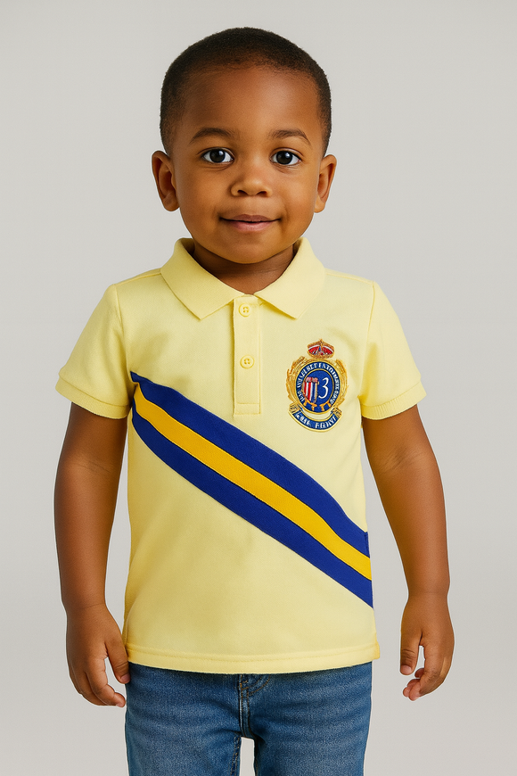 Boy S Beige Stripe Polo Shirt