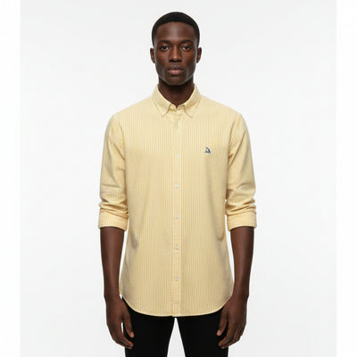 Yellow Men Long Sleeve Striped Shirt