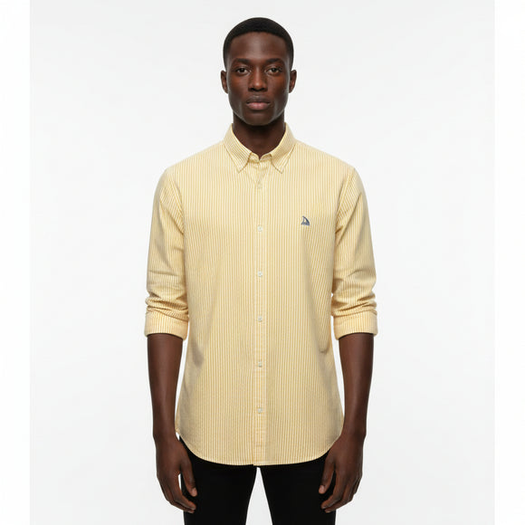 Yellow Men Long Sleeve Striped Shirt