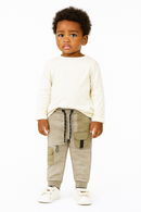 Stone Nylon Cargo Pocket Track Pant Beige-1