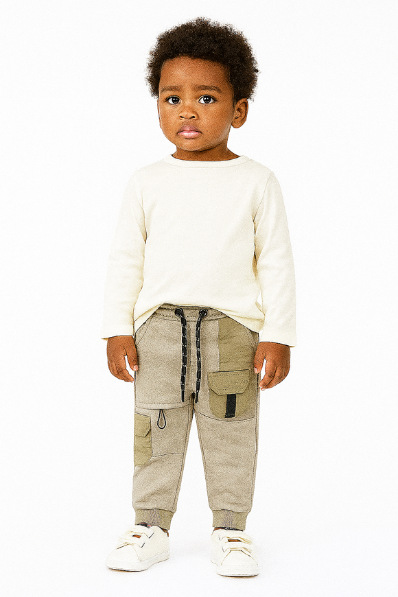 Stone Nylon Cargo Pocket Track Pant Beige
