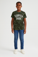 Olive Surfer Dude Allover Print Tee-1