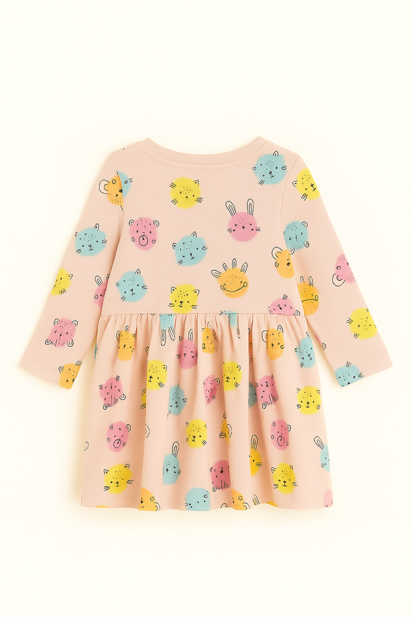 Coral Multi Polka All Over Print Interlock Dress Coral