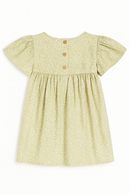 Green Floral Aop Frill Sleeve Woven Dress Green-3