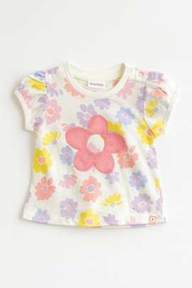 Ivory Floral All Over Print Puff Sleeve Ivory - 0