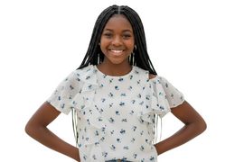 White Disty Print Ruffled Front Blouse  Assorted 8 9 Years