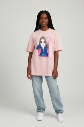 Pink Fruit Basket Oversize Top Pale Pink