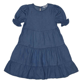 Lyocell Square Neck Tiered Dress Light Wash