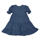 Lyocell Square Neck Tiered Dress Light Wash-2