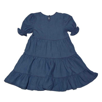 Lyocell Square Neck Tiered Dress Light Wash REDTAG