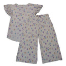 Beige Wideleg And Top Pleated Floral Pink Aop Set Beige-1