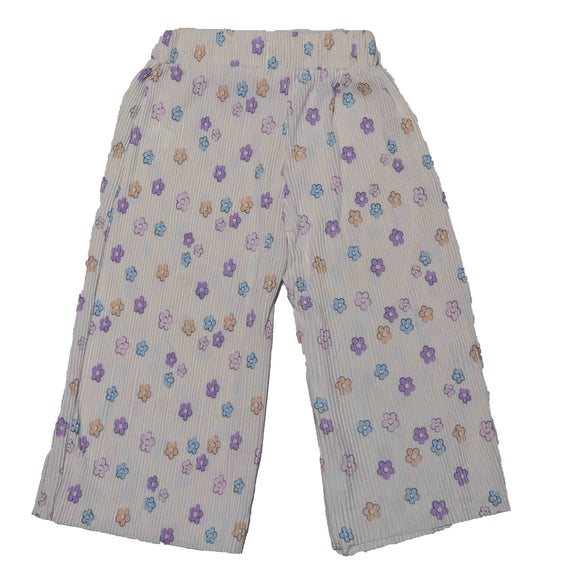 Beige Wideleg And Top Pleated Floral Pink Aop Set Beige