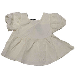 Cream Textured Woven Dress With Bow