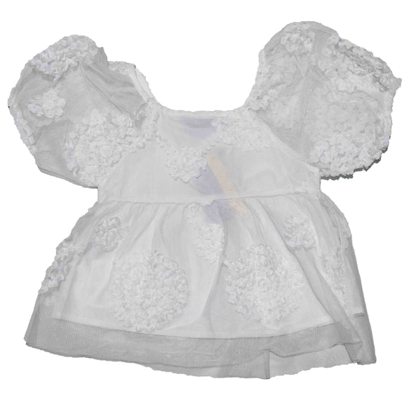 3D Floral With Lining White Blouse