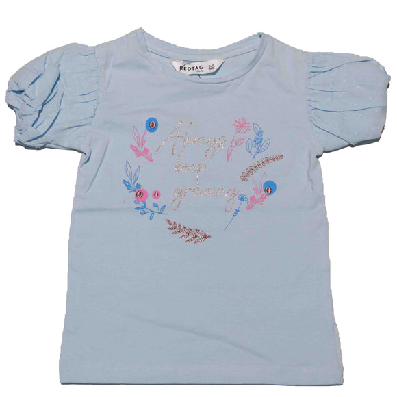 Blue Puff Sleeve Print Top