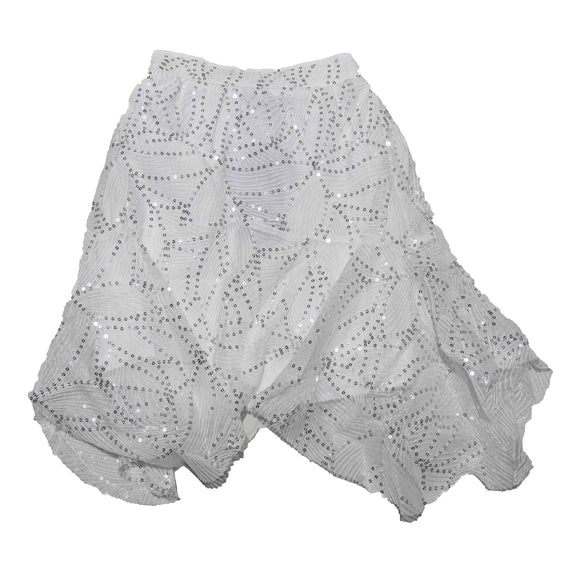 White and silver Sequin Mesh Skirt
