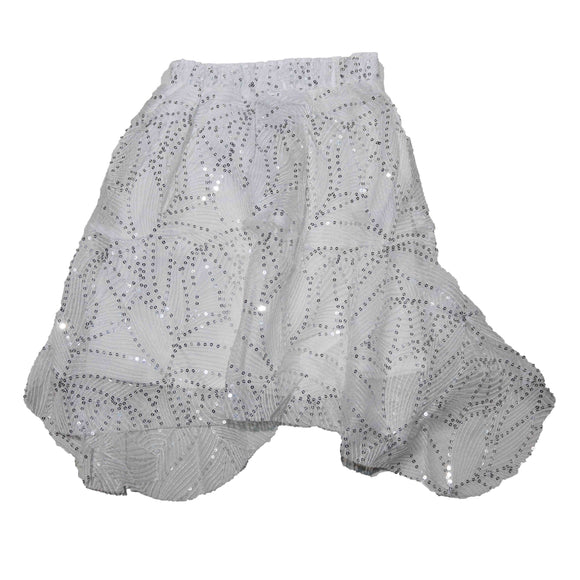 White and silver Sequin Mesh Skirt
