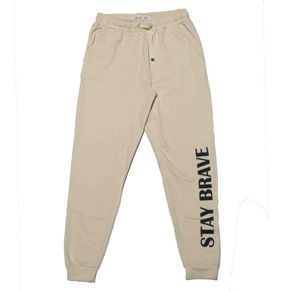 Beige Basic Track Pants