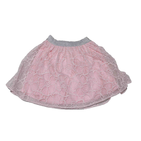Pink Lace Skirt With White Tshirt Set