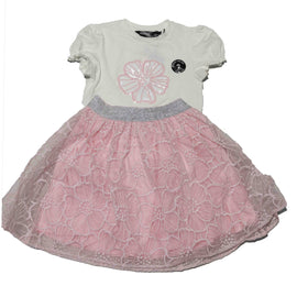 Pink Lace Skirt With White Tshirt Set