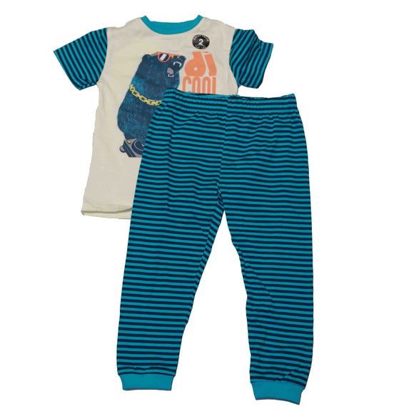 Biege Print Short Sleeve Tshirt With Long Pant